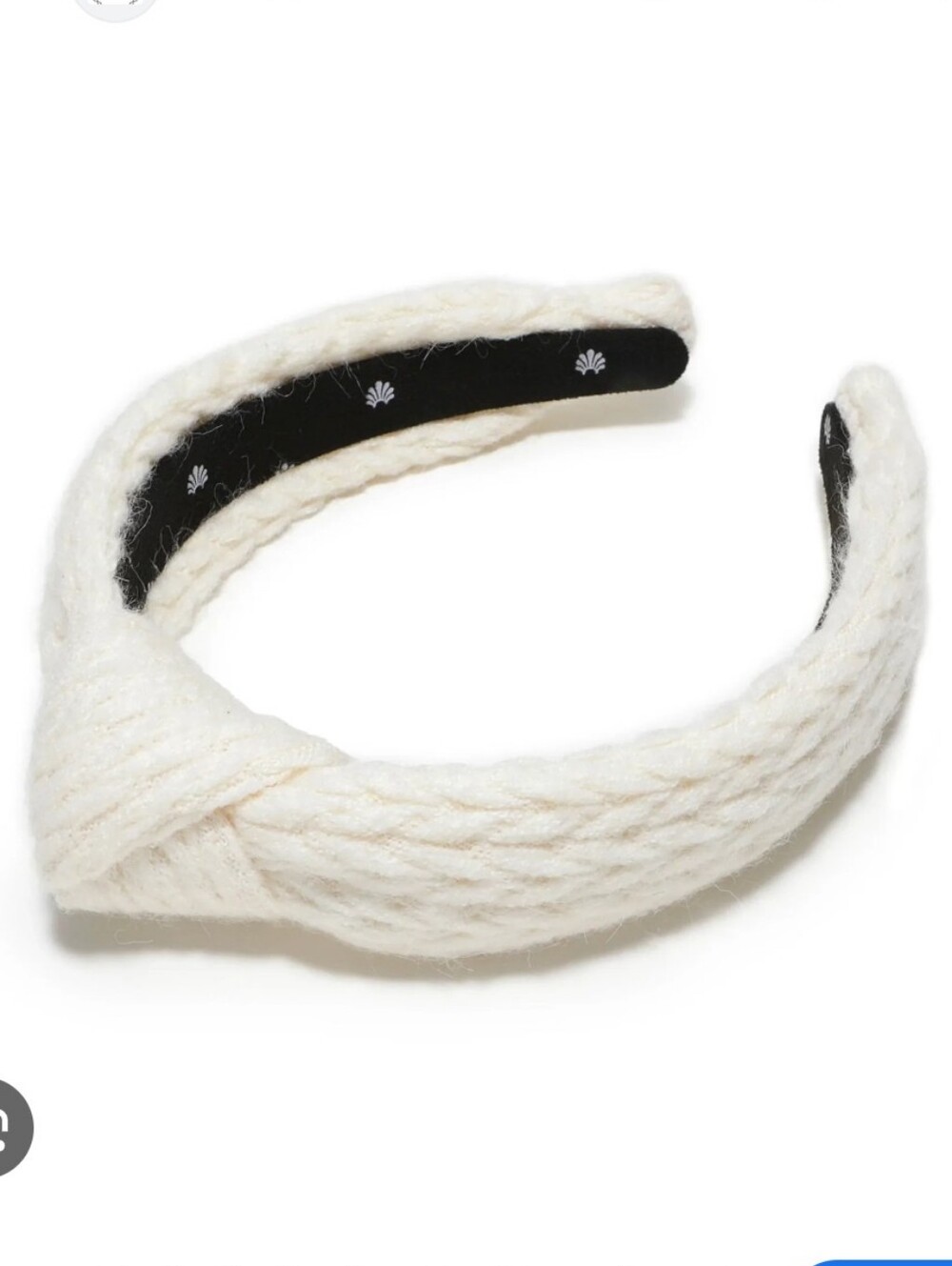 Lele Sadoughi Cream Cable Knit Slim Knotted Headband